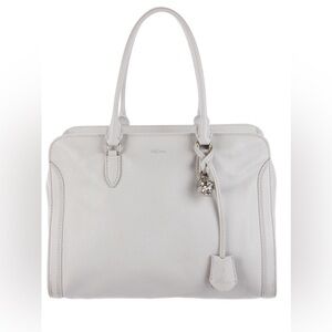 Alexander McQueen Heather Grey Leather Skull Padlock Zip Tote Bag